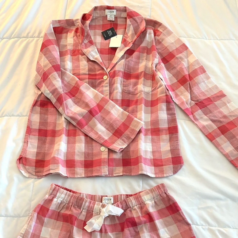J.Crew Pink Plaid PJ Set